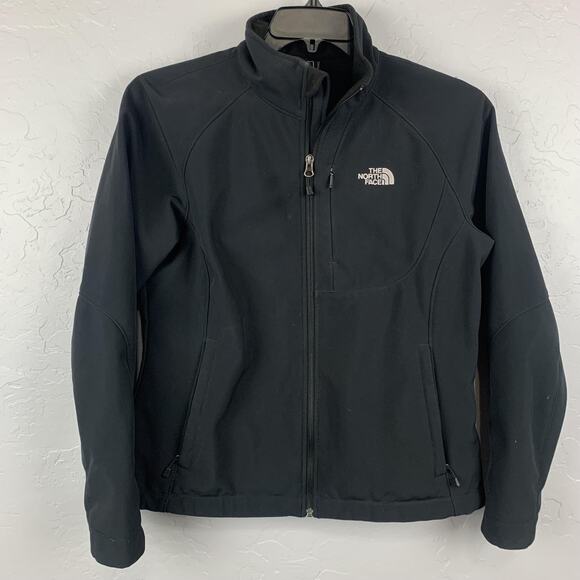 The North Face Jacket Womens Large Black Softshell Fleece Lined Full Zip TNF - Picture 1 of 9